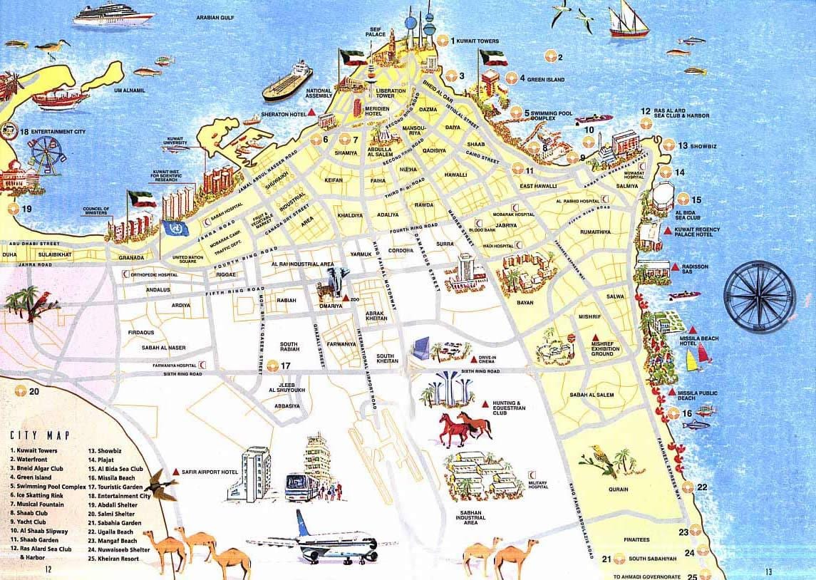 harta e kuvajtit turistike