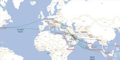Harta e kuvajt airways destinacione